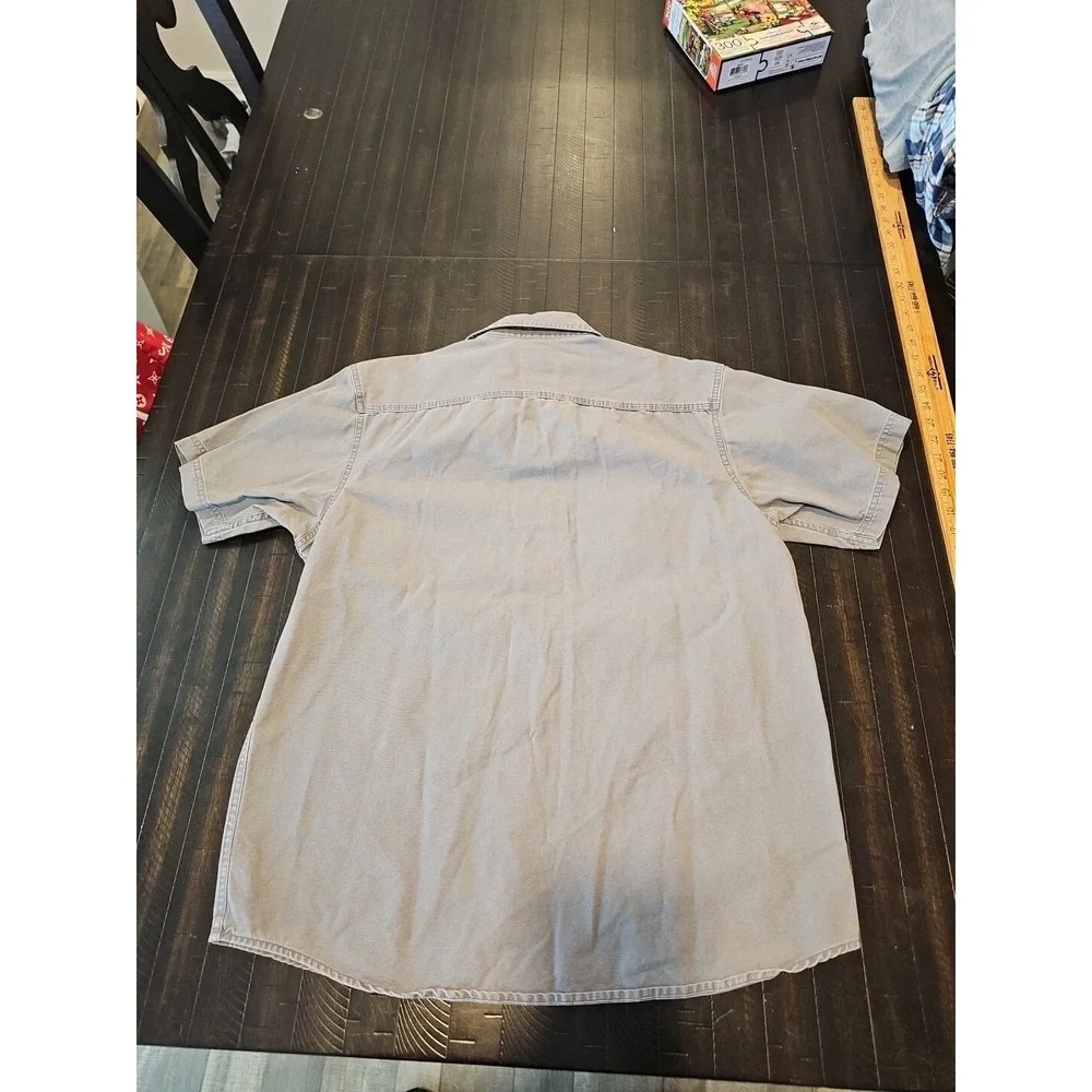 Red Head Men's Gray Button Up Short Sleeve Shirt Pockets Size Regular‎ Large
